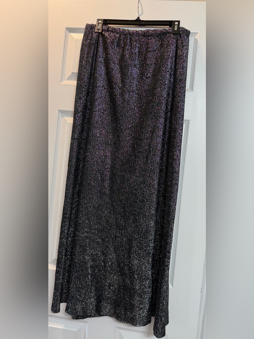 Shimmer Metallic Black Maxi Skirt